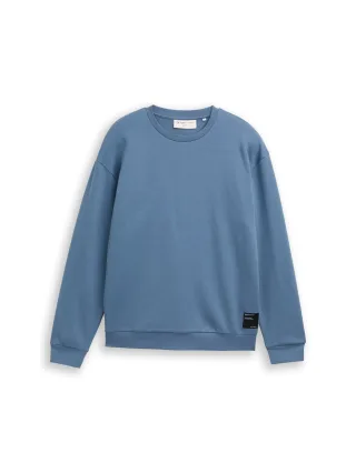 Denim Tom Tailor - Sweatshirt mit Logo-Badge dusty denim blue - Gr. - M