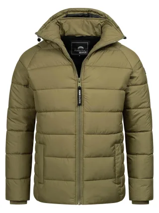 Arctic Seven Herren Steppjacke wind- und wasserabweisende Winterjacke mit Kapuze Olive