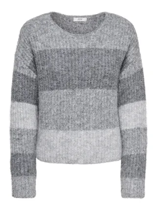 JDY - JDYVERONICA L/S O-NECK PULLOVER KNT Dark Grey Melange - Gr. - L