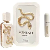 Fragrance World Duft-Set Veneno Blanco, Scarlet EDP 100ml + Parfümzerstäuber leer1 Stk, 1-tlg.