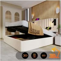 TavilaEcon Boxspringbett Polsterbett mit verstellbarem Kopfteil im Nieten-Design, mit stromlinienförmigem Design und Stauraum unter dem Bett