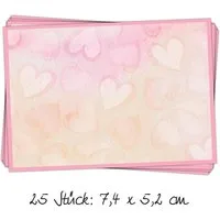 Logbuch-Verlag Aufkleber 25 kleine Aufkleber 7,4 x 5,2 cm mit rosa Herzen - Etiketten
