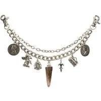 Alpenflüstern Kette mit Anhänger Trachten-Charivari Vinzenz (antik-silber-farben), - Hochwertiger Herren-Trachtenschmuck mit Trophäen-Anhängern für die L