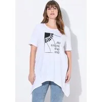 Ulla Popken Longshirt T-Shirt Sonnen Rundhals Halbarm Biobaumwolle