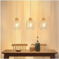 Nettlife Pendelleuchte Weiß/grau 1/3flammig Holz moderne Hängelampe E27 Fassung, ohne Leuchtmittel, für Esstisch Wohnzimmer Küche Flur Kücheninsel