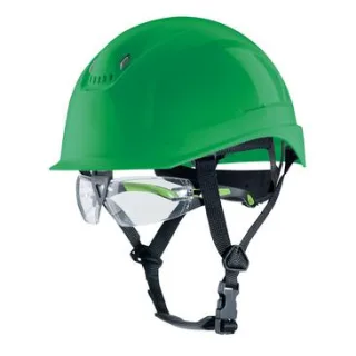 uvex pheos S-KR-IES Schutzhelm mit Kinnriemen - mit Schutzbrille - mit Lüftung - mit Drehradsystem grün 55 cm - 61 cm - 9772441