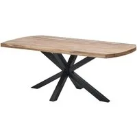 Stolkom Sp.z.o.o. Esstisch VENETI, Schwarz, Mangoholz massiv, Metall, B 200 x H 77 x T 100 cm