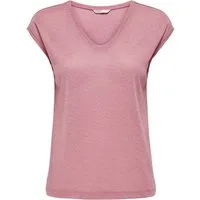 ONLY Kurzarmshirt ONLSILVERY S/S V NECK LUREX TOP JRS NOOS Materialmix mit Glitzer, loose fit, Rundhals
