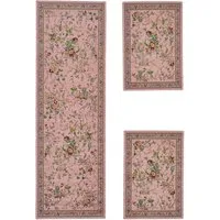 THEKO Bettumrandung Flomi Sagrini, Höhe 3 mm, (3-tlg), Teppich-Set, Flachgewebe, Pastell-Farben, Blumen Design, mit Bordüre