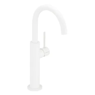 Herzbach Deep White Waschtischarmatur 23.203420.2.07 slim L-Size, mit erhöhtem Schaft, ohne Ablaufgarnitur, weiß matt