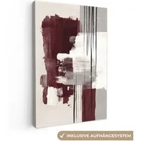 OneMillionCanvasses® Leinwandbild Pinselstriche - Abstrakt - Linien - Rot, Fotodruck (1 St), Leinwand Canvas Wandbild, Wanddekoration 20x30 cm
