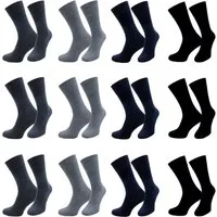 Chili Lifestyle Diabetikersocken Bestcare Gesundheitssocken Herren Damen schwarz grau blau Baumwolle (Multipack, 12-Paar, 4 Farben) Weichbund ohne Gummidruck