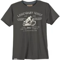 redfield Print-Shirt Redfield T-Shirt Übergröße dunkelgrau Motorrad-Print