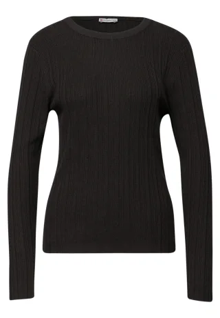 Street One - Pullover mit Rippstruktur darkest brown - Gr. - 42