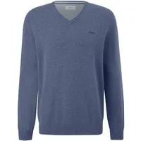 s.Oliver V-Ausschnitt-Pullover Pullover (1-tlg) V-Ausschnitt, langarm, Logo-Stickerei