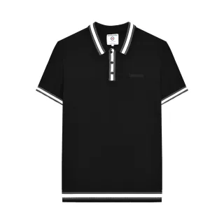 Lambretta - "Valero" Poloshirt Mit kontrastfarbenen Streifen für Herren kurzärmlig (Schwarz)