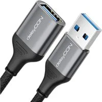 deleyCON deleyCON 3m USB3.0 A-A Verlängerung (5Gbps, Alu) Kartenleser/Drucker USB-Kabel