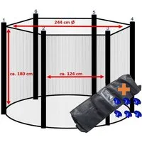 walexo Gartentrampolin Trampolin Sicherheitsnetz für 6 Stangensysteme (schwarz), Ø 244 cm