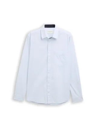 Tom Tailor - Fitted Hemd aus Baumwolle light blue stripe - Gr. - L