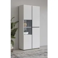 OTTO home Vitrine Cross, Höhe 183,5 cm, moderne grifflose Standvitrine mit 3 Türen Hochschrank mit viel Stauraum, Glastür und verstellbaren Einlegeböden