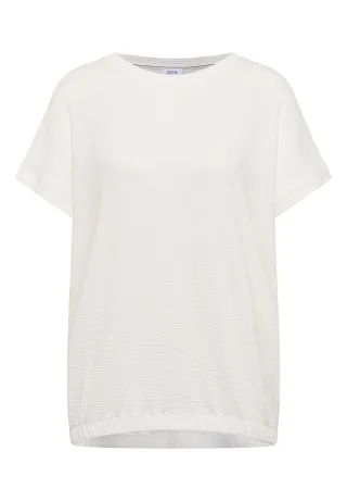 CECIL - T-Shirt mit Rundhals und Struktur vanilla white - Gr. - L