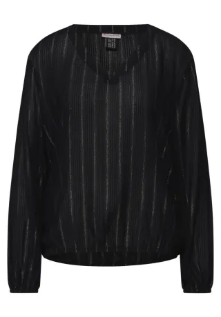 Street One - Bluse mit Glitzerstreifen schwarz - Gr. - 36