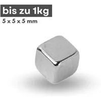 MaajeeKuto Magnet Neodym Magnet 5x5x5 mm N38 Würfelmagnet 1kg Haftkraft Stark (1-St)