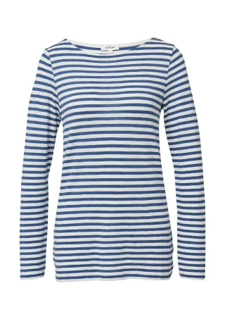 s.Oliver - T-Shirt blau/weiß - Gr. - 40