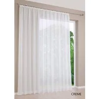 DecoHome24 Gardine Voile Creme, Kräuselband, transparent, Voile, Store