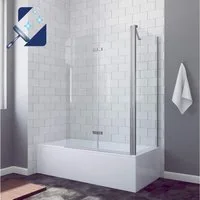 AQUABATOS Badewannenaufsatz Duschwand für Badewanne Badewannenaufsatz Duschabtrennung Faltwand, 5 mm Sicherheitsglas,Nano Beschichtung,Faltbar