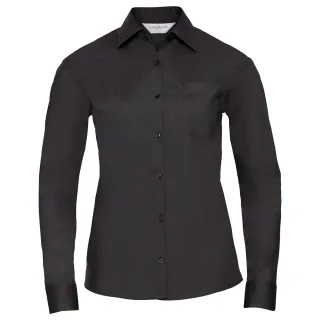 Russell Collection - Formelles Hemd Pflegeleicht für Damen Langärmlig (Schwarz)