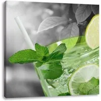 Pixxprint Leinwandbild Erfrischender Mojito Cocktail, Erfrischender Mojito Cocktail (1 St), Leinwandbild fertig bespannt, inkl. Zackenaufhänger