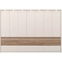 OTTO home Kleiderschrank Invictus, UV lackiert, kratzfest, FSC-zertifiziert, grifflose Optik (abgerundete Schubladen aus MDF im Holzdekor, soft-close) mit Beleuchtung und Passpartourahmen, hoher Schrank (226cm), 6 Breiten