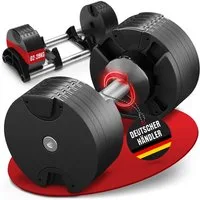 Miweba Sports Kurzhantel Fitness Stahl Hantel Set VH200 inkl. Gestell, (schneller Gewichtswechsel - rutschfest - platzsparend - Krafttraining - Muskelaufbau - Sport - Workout - Training, Hantelstange mit kreuzgerändeltem Profil, cleveres Verschlusssy