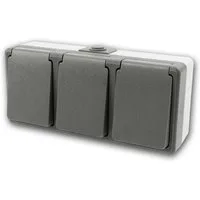 McPower Aufputz-Steckdose Feuchtraum Dreifachsteckdo "SECURE", 250V/16A IP44