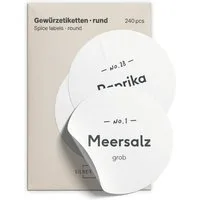 SILBERTHAL Etikett für Gewürzgläser Rund 240 Stück, Vorgedruckt & Blanko, wasserfest & wiederverwendbar