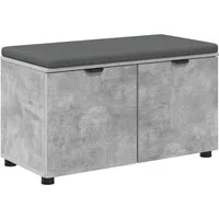vidaXL Sitzbank Flurbank mit Kissen mit Regal mit Tür Betongrau 80 x 38 x 46 cm (1-St)