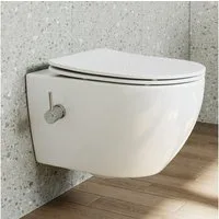 HOROW Dusch-WC Taharet WC - Spülrandloses WC mit Bidet Funktion und Einhebelarmatur, wandhängend, Abgang Waagerecht, Bidet WC, Einfache Montage