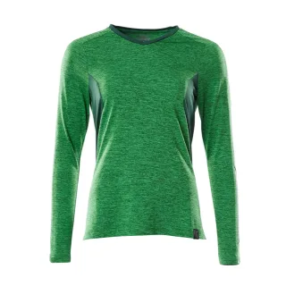 MASCOT Damen Langarmshirt Grasgrün meliert / Grün M - 18091-810-33303-MONE