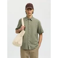 Selected Kurzarmhemd SLHREGCLAY LINENBLEND SS SHIRT CLA NOOS Materialmix, regular fit