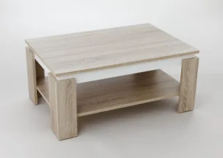 Couchtisch -Timo 2- 90 x 60 cm mit Ablageboden Sonoma Eiche - Weiss