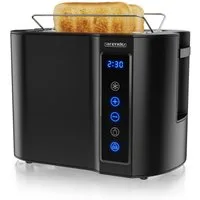 Arendo Toaster 2-Scheiben, Wärmeisoliertes Doppelwandgehäuse, Display Restzeitanzeige, 2 kurze Schlitze, für 2 Scheiben, 800 W, Kurzschlitz, Brötchenaufsatz, 7 Bräunungsgrade, Touchpanel