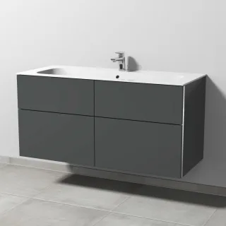 Sanipa 3way Keramik-Set Finion Keramik-Waschtisch und Unterbau mit 4 Auszügen, Anthrazit-Matt BR40222