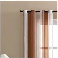 Jibenhome Schiebegardine 2 Stück Vorhang Gestreifter,Ösen Gardine,Voile Fensterschal, Transparente Scheibengardine