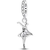 PANDACHARMS Bead Ballerina Tänzerin Charm Anhänger für Armband, 925 Silber, Zirkonia