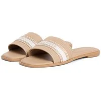Tommy Hilfiger FLAT MULE WEBBING Pantolette Sommerschuh, Flats mit modischem Kontrastbesatz