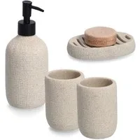 Zeller Present Badaccessoire-Set 4-teiliges Badaccessoire-Set Natural - Beige, Set, 4 tlg., 4-tlg.