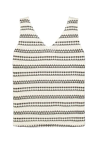 Garcia - Top mit Jacquard-Muster weiß - Gr. - S