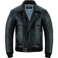 BOHMBERG Lederjacke Herren Pilotenjacke echtes Büffelleder Fliegerjacke HerbstWinterjacke