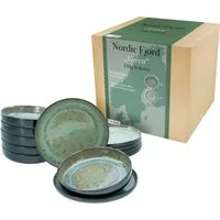 CreaTable Teller-Set Nordic Fjord (12-tlg), 6 Personen, Steinzeug, Tafelservice, 6 Speiseteller Ø 26 cm, 6 Suppenteller Ø 22,5 cm